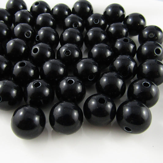 50g 29+pcs Acrylic Round Opaque Black 14mm Hole 3mm