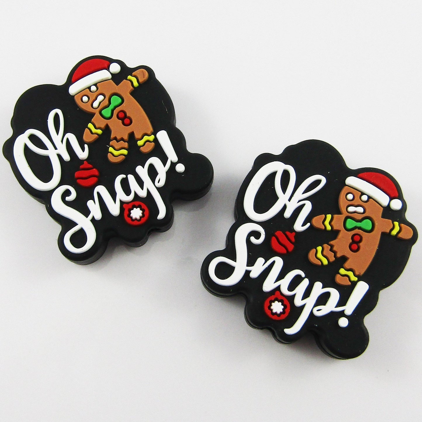 2pcs Oh Snap Gingerbread Christmas Silicone Focal Bead 28x25x6mm Hole 2mm