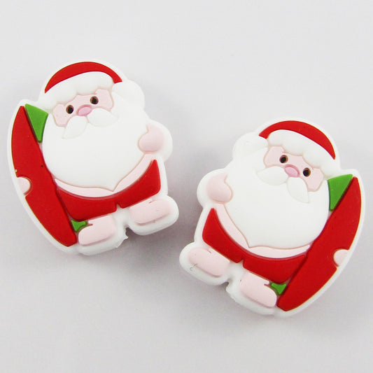 2pcs Be Surfing Santa Christmas Silicone Focal Bead 30x25x10mm Hole 2mm