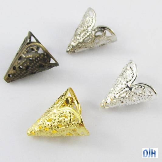 Bulk 20pcs Filigree Cone Bead Cap 16x16mm Hole 1mm Select Colour