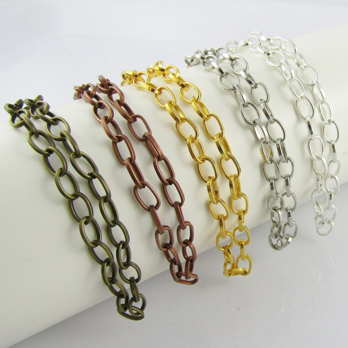 Bulk 5pcs Chain Link Bracelet 20cm Parrot Clasp Select Colour