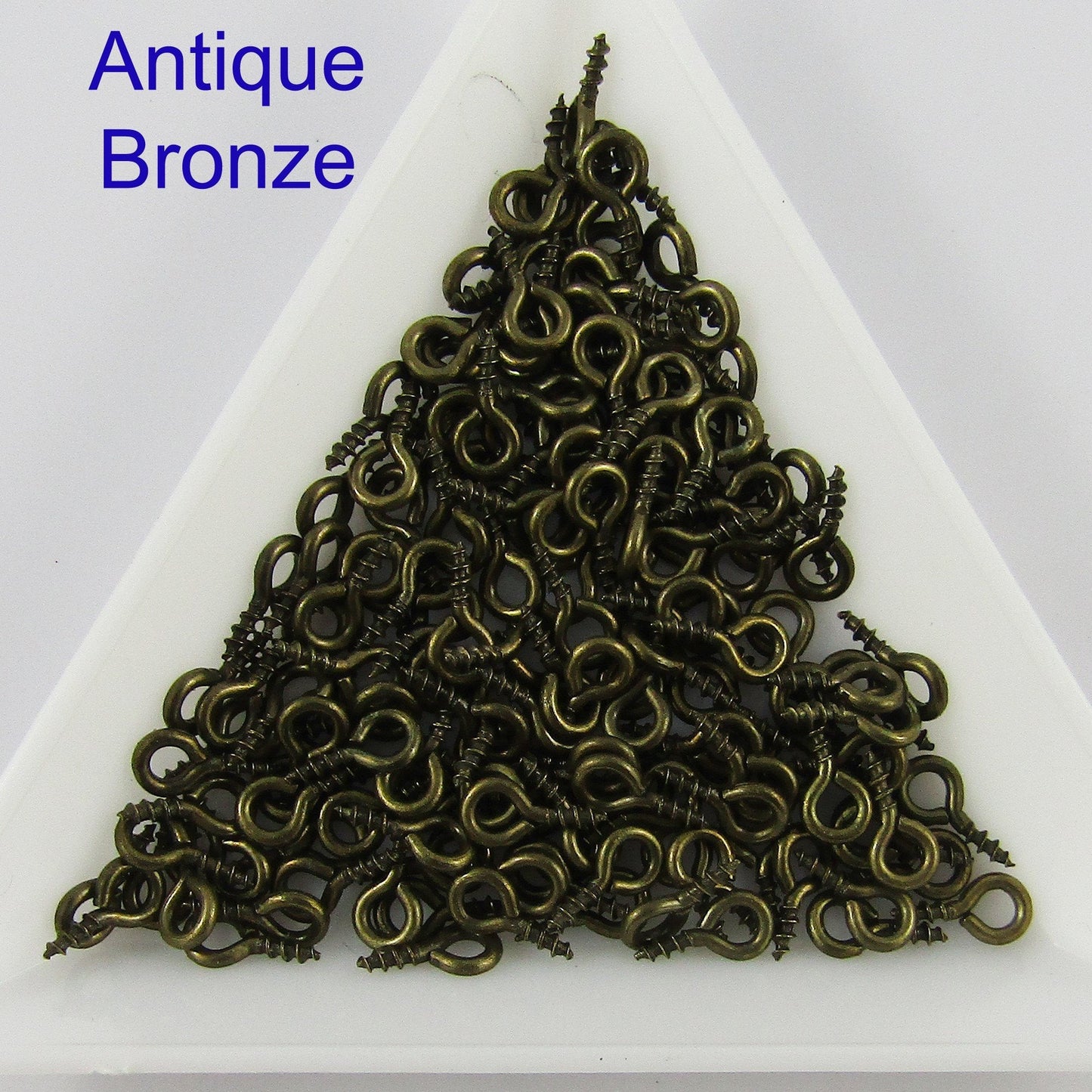 200pk Screw Eye Pin Peg Bails 8x4x1mm with 2mm hole Select Colour
