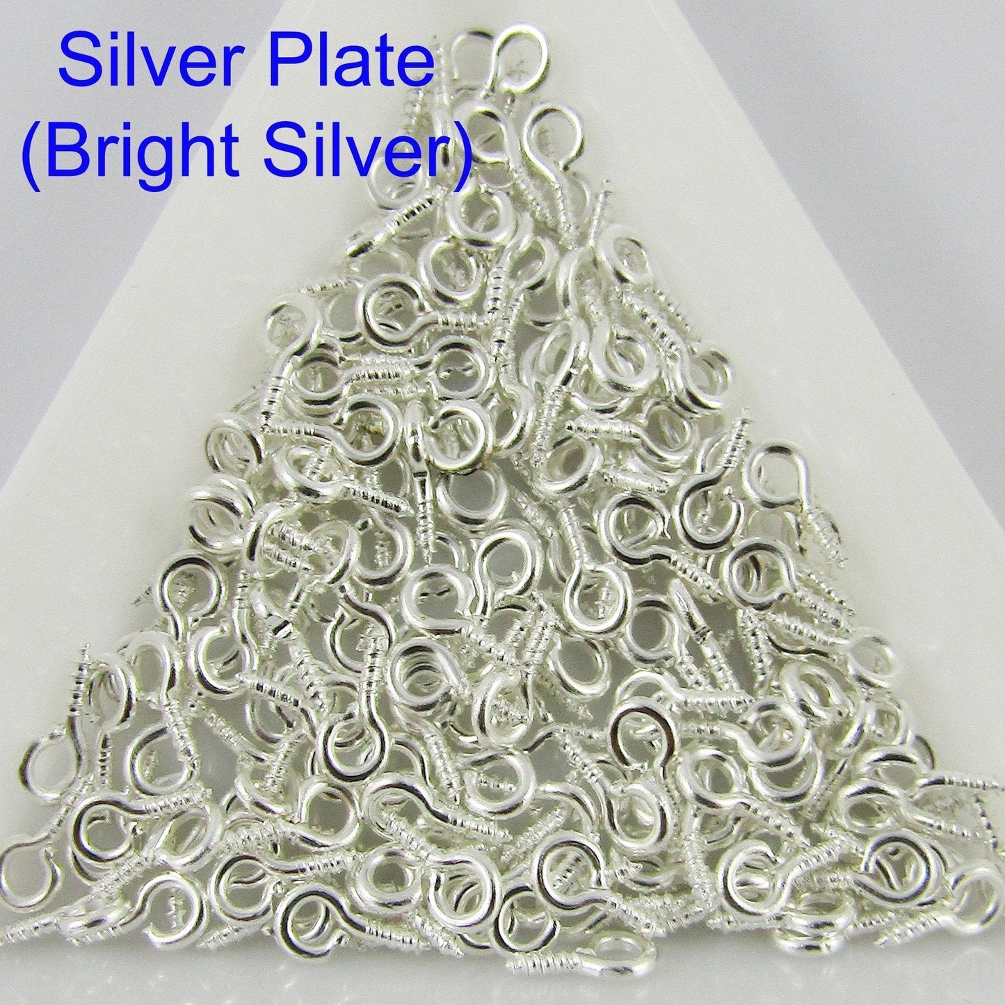 200pk Screw Eye Pin Peg Bails 8x4x1mm with 2mm hole Select Colour