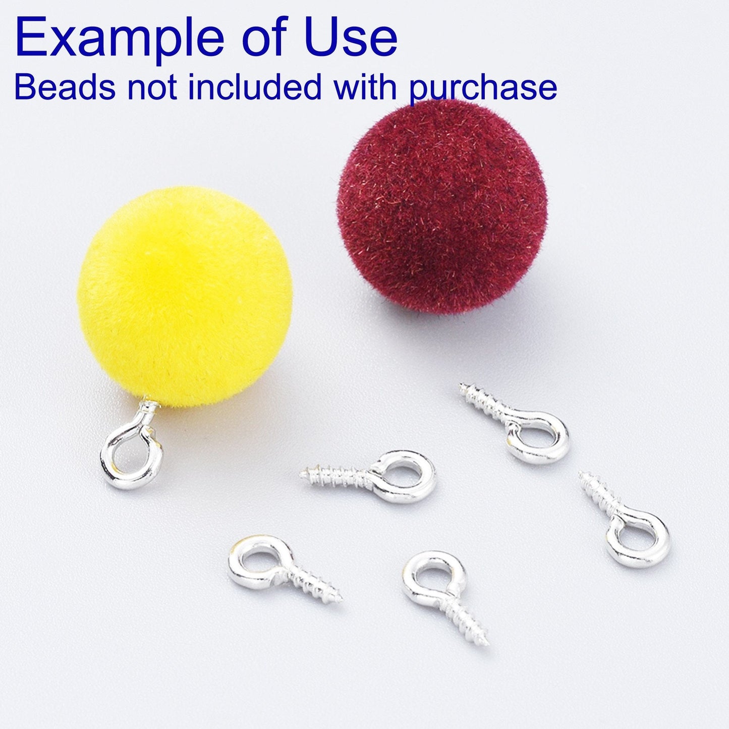 200pk Screw Eye Pin Peg Bails 8x4x1mm with 2mm hole Select Colour