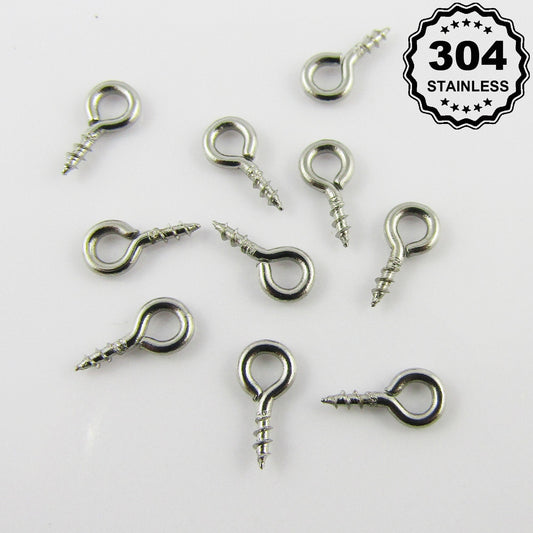 100pk Screw Eye Pin Peg Bails 304 Stainless Steel 8x4x1mm with 2mm hole