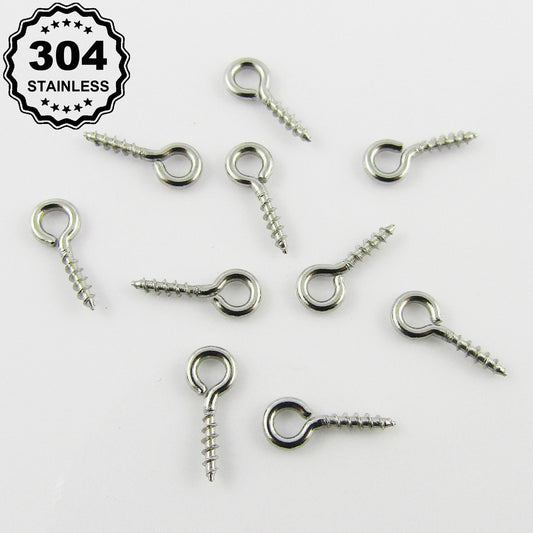 100pk Screw Eye Pin Peg Bails 304 Stainless Steel 10x4x1mm with 2mm hole