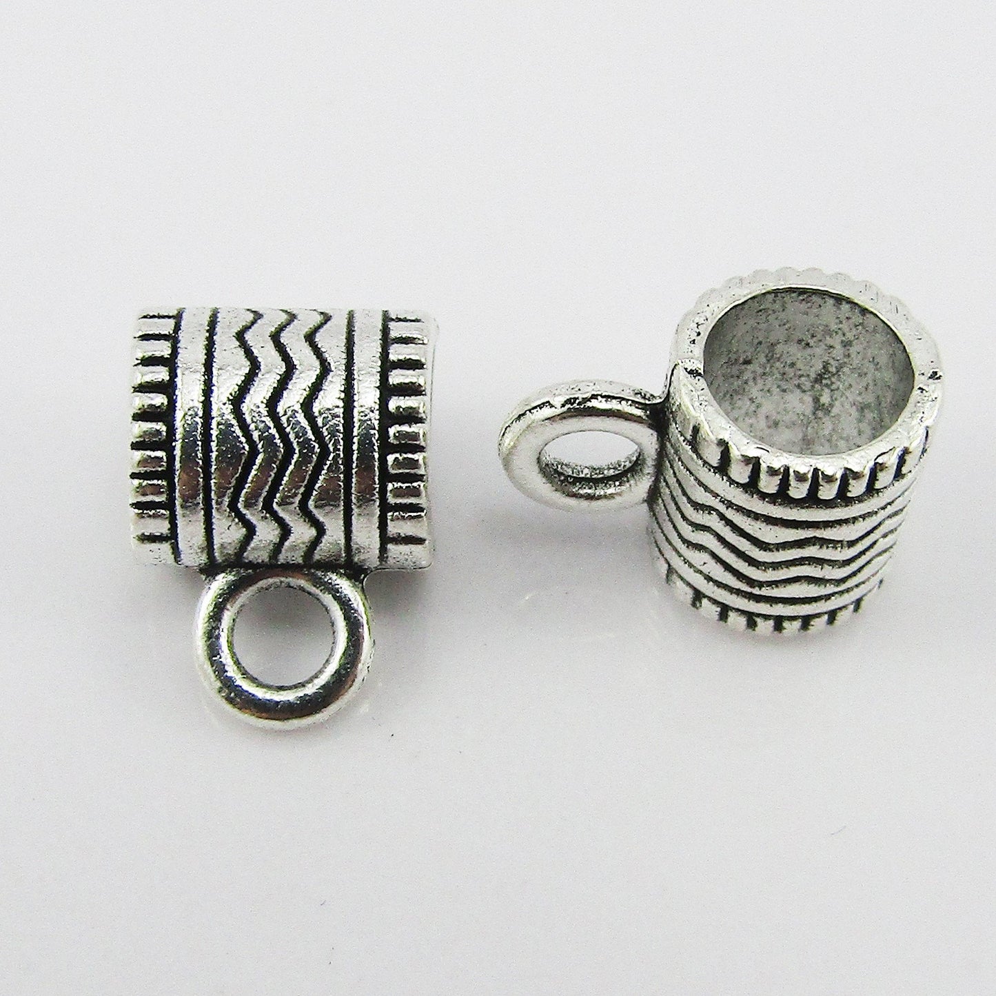 20pce Zig Zag Tube European Bail Findings 12x9x8mm Hole 2.7mm & 5.8mm