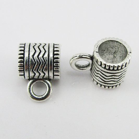 20pce Zig Zag Tube European Bail Findings 12x9x8mm Hole 2.7mm & 5.8mm
