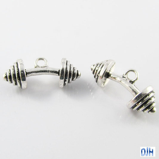 Bulk Weightlifting Barbell Charm Pendant Fitness Gym Weights 22x9mm Select Qty