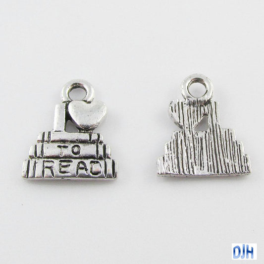 Bulk I Love to Read Charm Pendant book librarian teacher school 14x12mm
