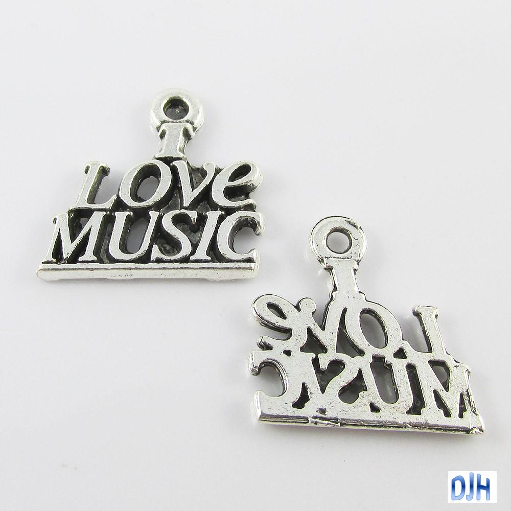 Bulk I Love Music Charm Pendant Message Tag Musician Gift 19x18mm Select Qty