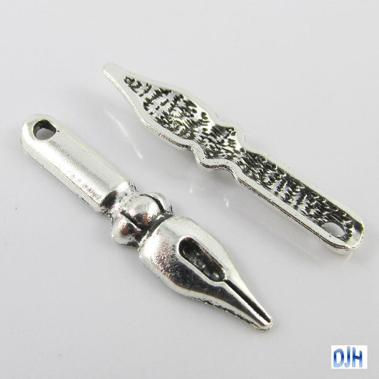 Fountain Pen Nib Pen Charm Writer Author School 32x7mm Select Qty