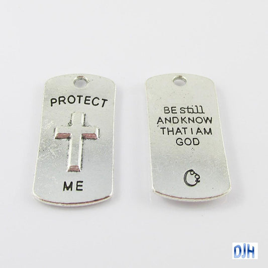 Bulk Protect Me Message Charm Pendant Religious Message 31x15mm Select Qty