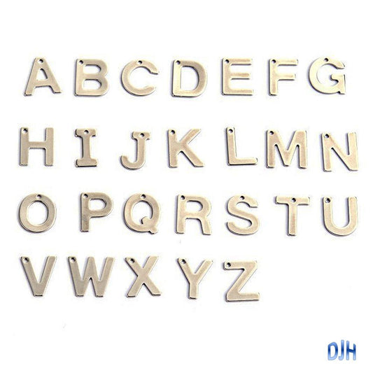 1 x Set of A to Z Alphabet Letter Charms Initial 26 Piece Stainless Steel