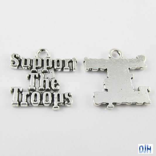 Bulk Support The Troops Charm Pendant Message 22x22m Select Qty
