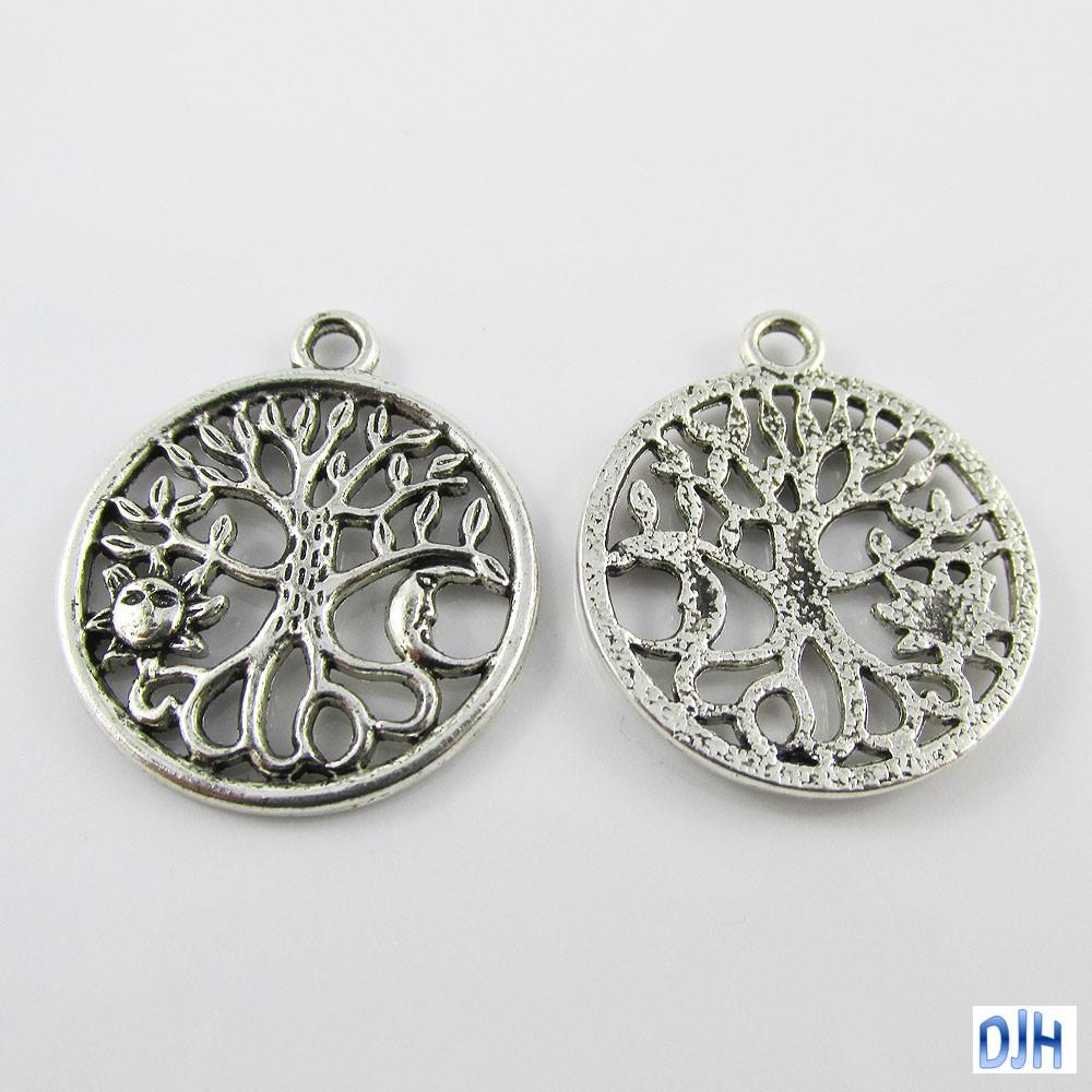 Bulk Tree of Life Charm Pendant Day Night Sun Moon 29x25mm Select Qty