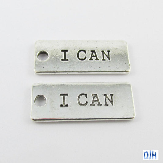 Bulk I Can Message Tag Charm Pendant Motivational 24.5x10mm Select Qty