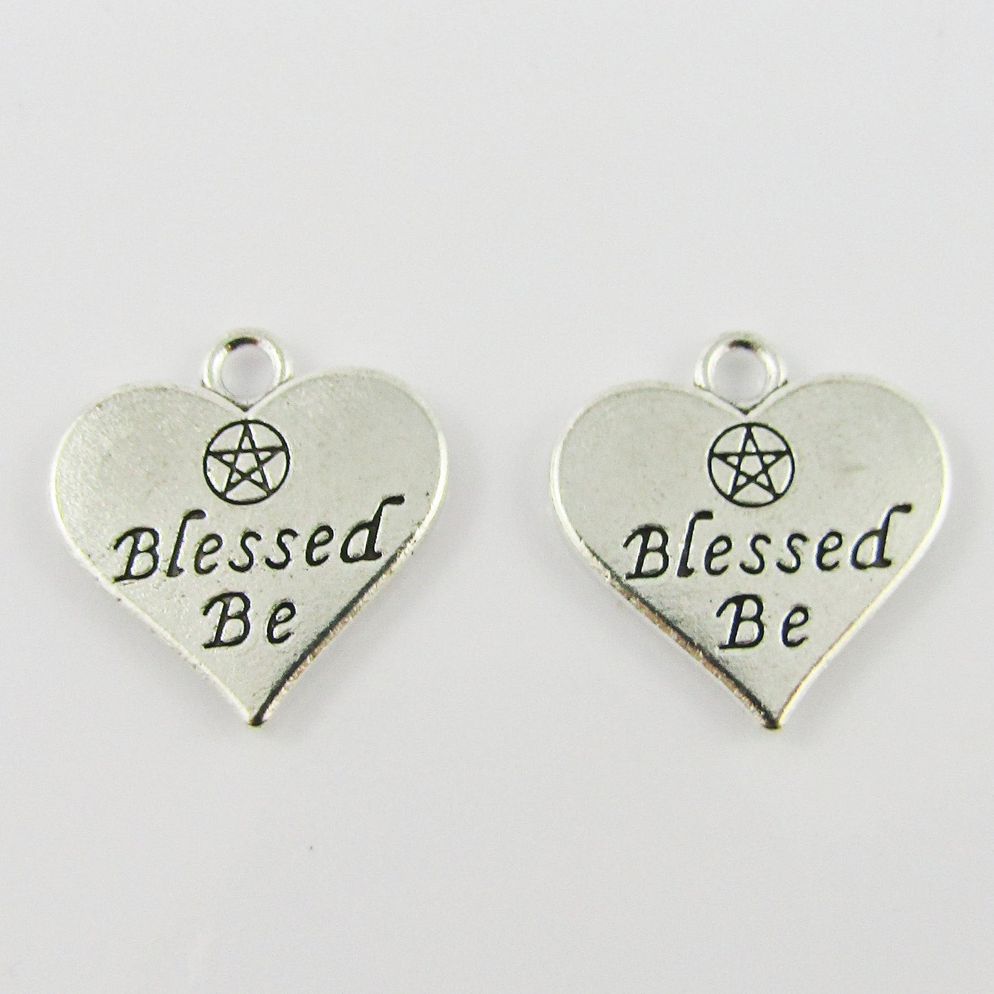 Bulk Blessed Be Pentagram Heart Charm Pendant 19x19mm Select Qty