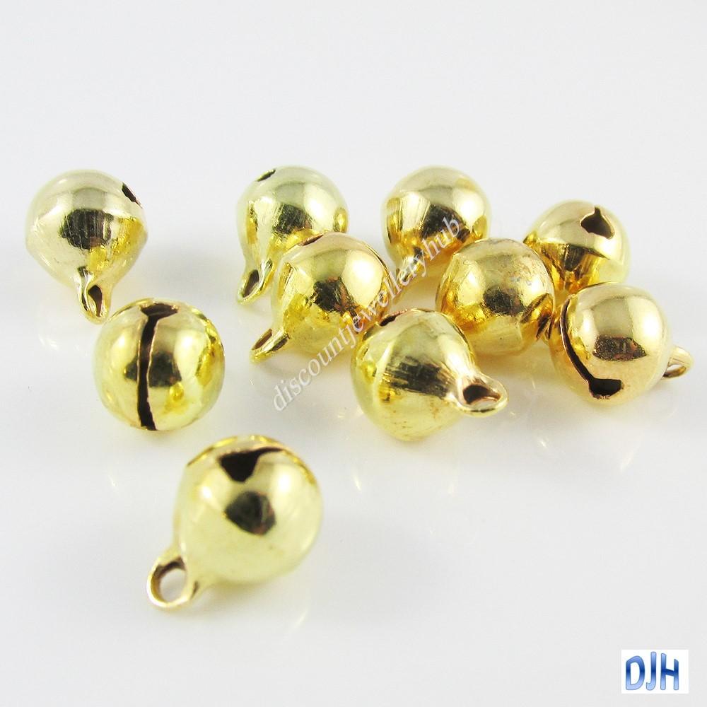 Bulk Jingle Bell Charm Pendant 8mm Pack of 10 Select Silver or Gold Plate