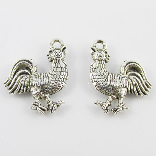 Bulk Rooster Charm Pendant Farm Hen Chicken 20x15mm Select Qty