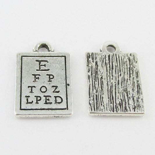 Bulk Eye Chart Charm Pendant Doctor Eyesight 18x11mm Select Qty