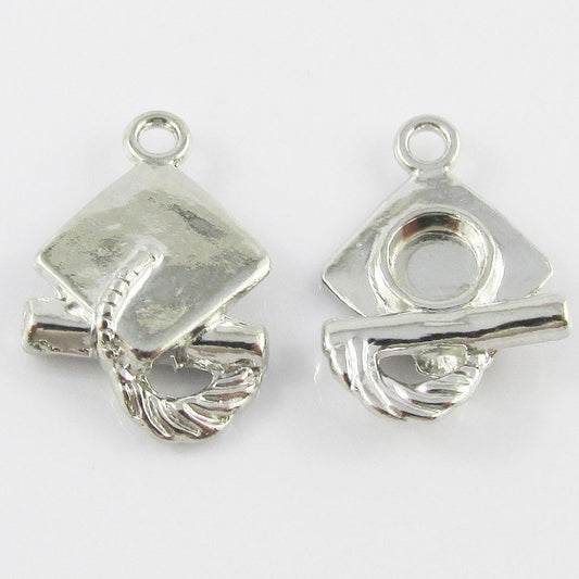 Bulk Graduation Cap & Scroll Charm Pendant School Graduate 20x13mm Select Qty