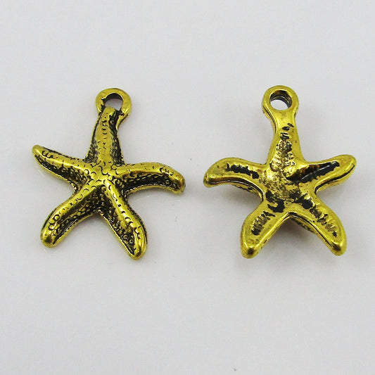 Bulk Starfish Charm Pendant Antique Gold Sea Life 19x16x3mm Select Qty