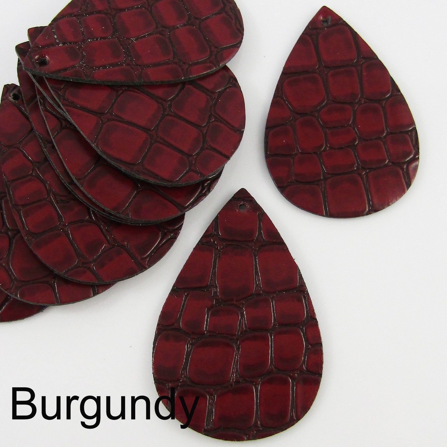 Bulk Pack Croc Skin Charm Pendant Teardrop PU Leather Select Colour