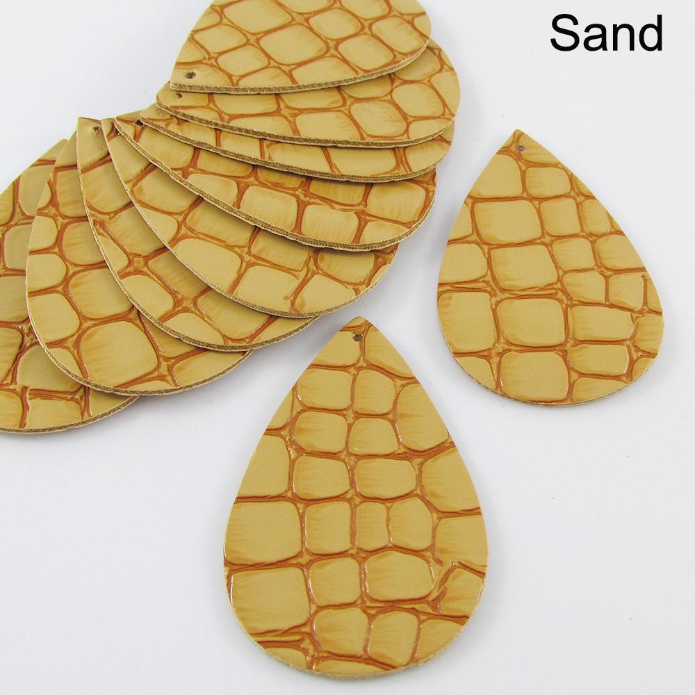 Bulk Pack Croc Skin Charm Pendant Teardrop PU Leather Select Colour