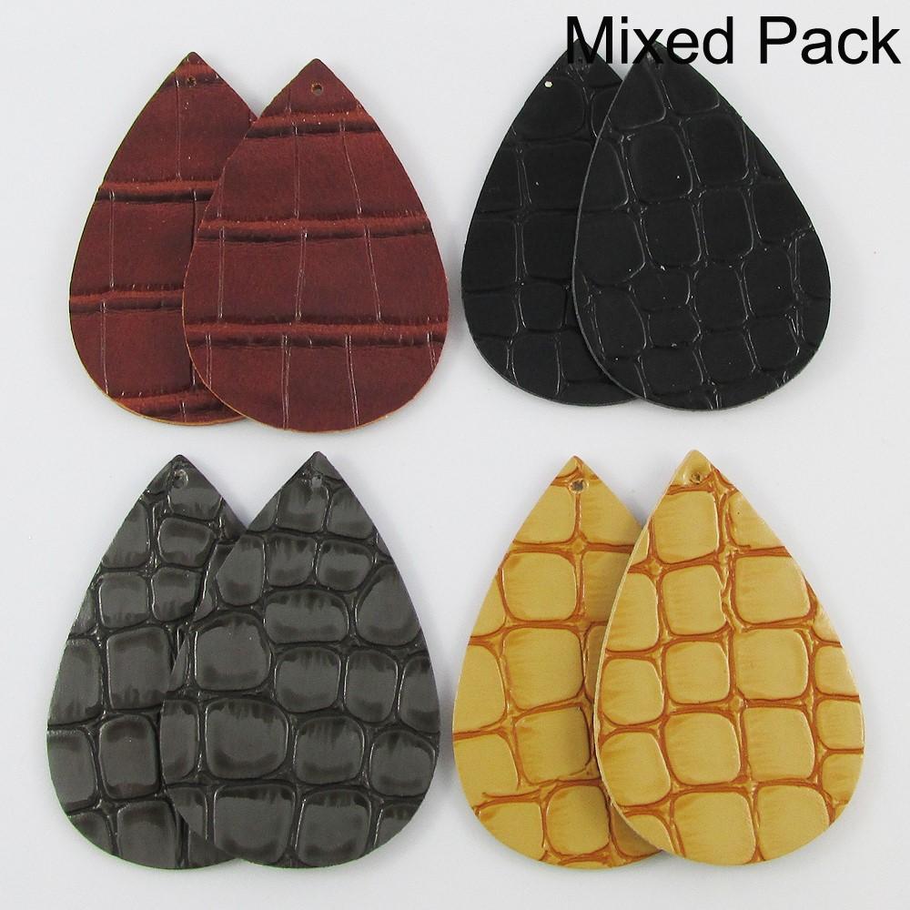 Bulk Pack Croc Skin Charm Pendant Teardrop PU Leather Select Colour