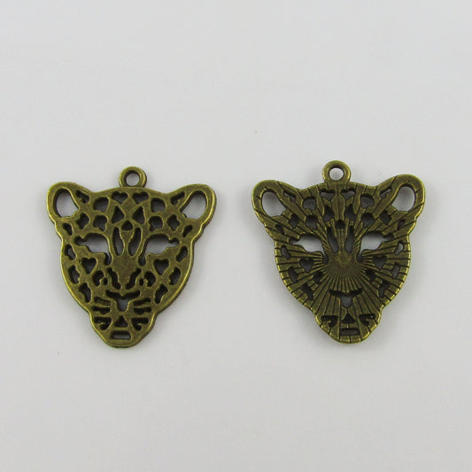 Bulk Leopard Charm Pendant Animal Antique Bronze 26x28mm Alloy Select Qty