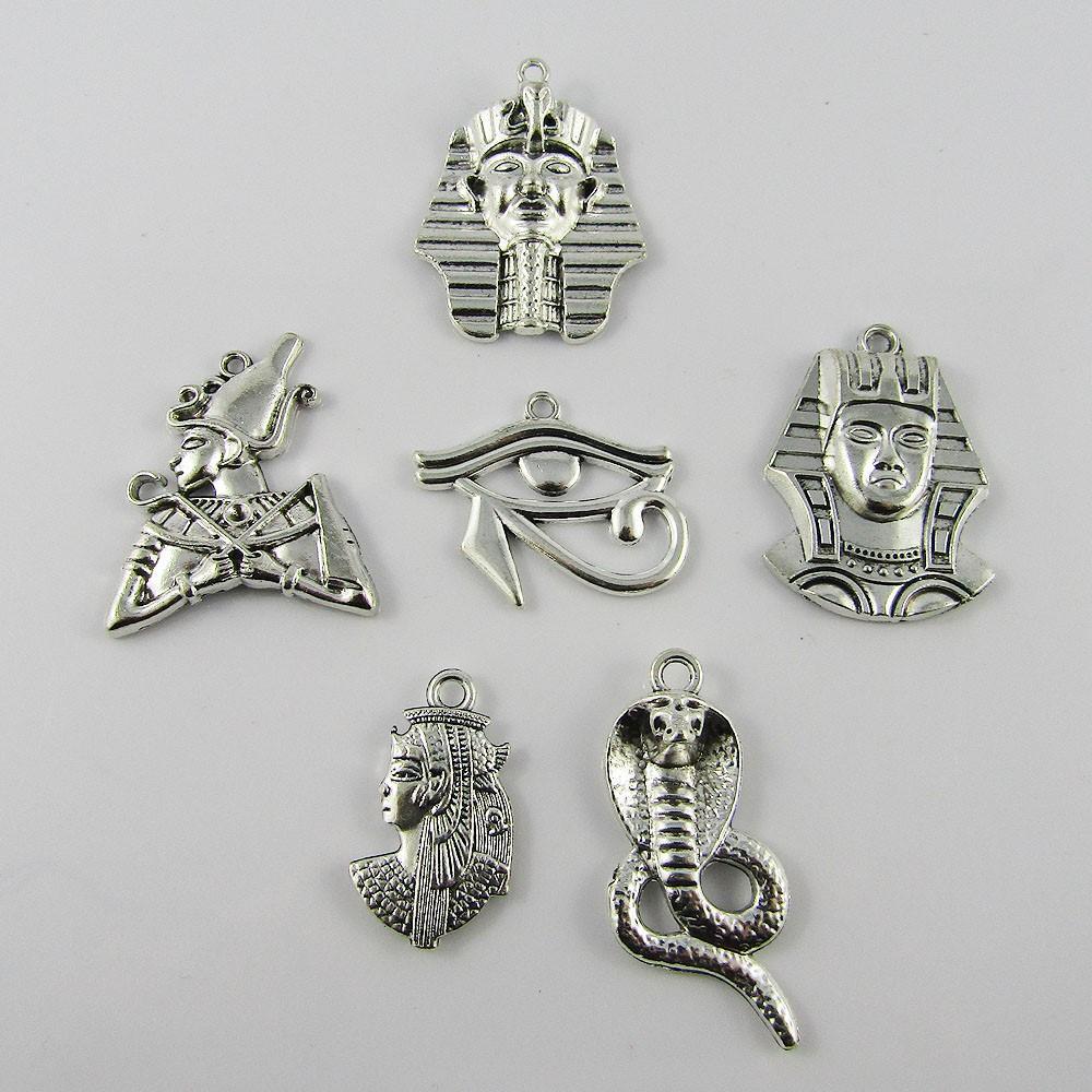 Bulk 6pcs Egyptian Icon Charm Pendant Theme Pack