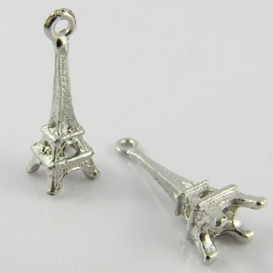 Bulk Eiffel Tower Charm Pendant 3D Paris France Landmark 24x8mm Select Qty