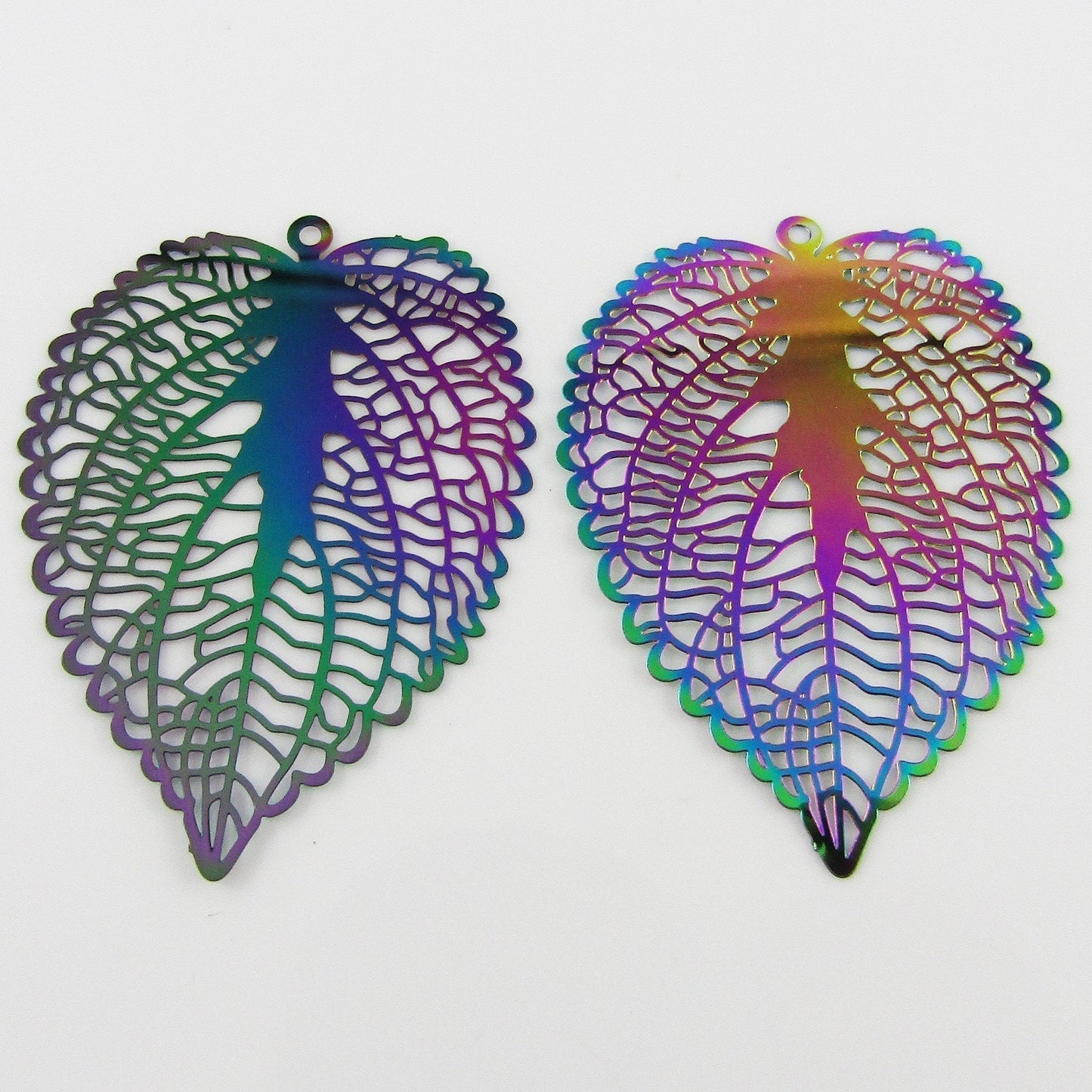 Bulk 6pce Laser Cut Large Leaf Charm Pendant Earring Component SSteel 47x35mm