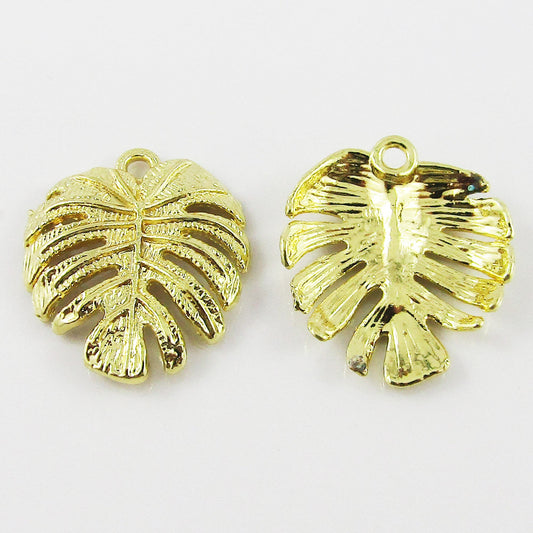 Bulk Monstera Leaf Charm Pendant Gold 21.5x19.3mm Select Qty