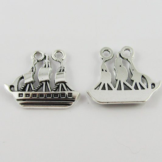 Bulk Pirate Ship Charm Pendant Sail Ship Galleon Alloy 21x24mm Select Qty