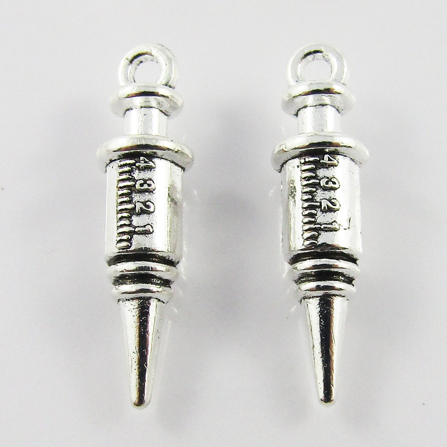 Bulk Syringe Charm Pendant Medical Injection 24x6mm Select Qty