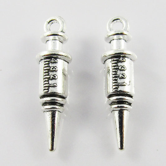 Bulk Syringe Charm Pendant Medical Injection 24x6mm Select Qty