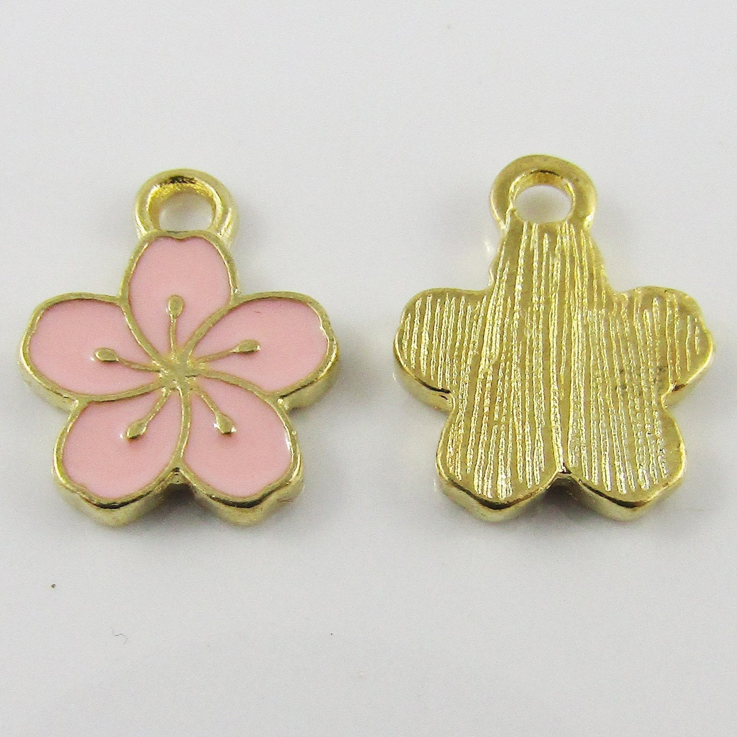 Bulk 10pce Enamel Cherry Plum Blossom Charm Pendant Flower 14x12mm Select Colour