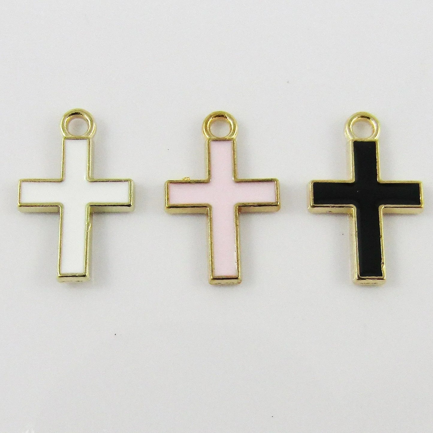 Bulk 10pce Enamel Mini Cross Charm Pendant Religious Cross 16x10mm Select Colour