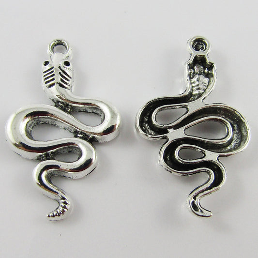 Bulk Cobra Snake Charm Pendant Serpent Snake Reptile 30x18mm Select Qty