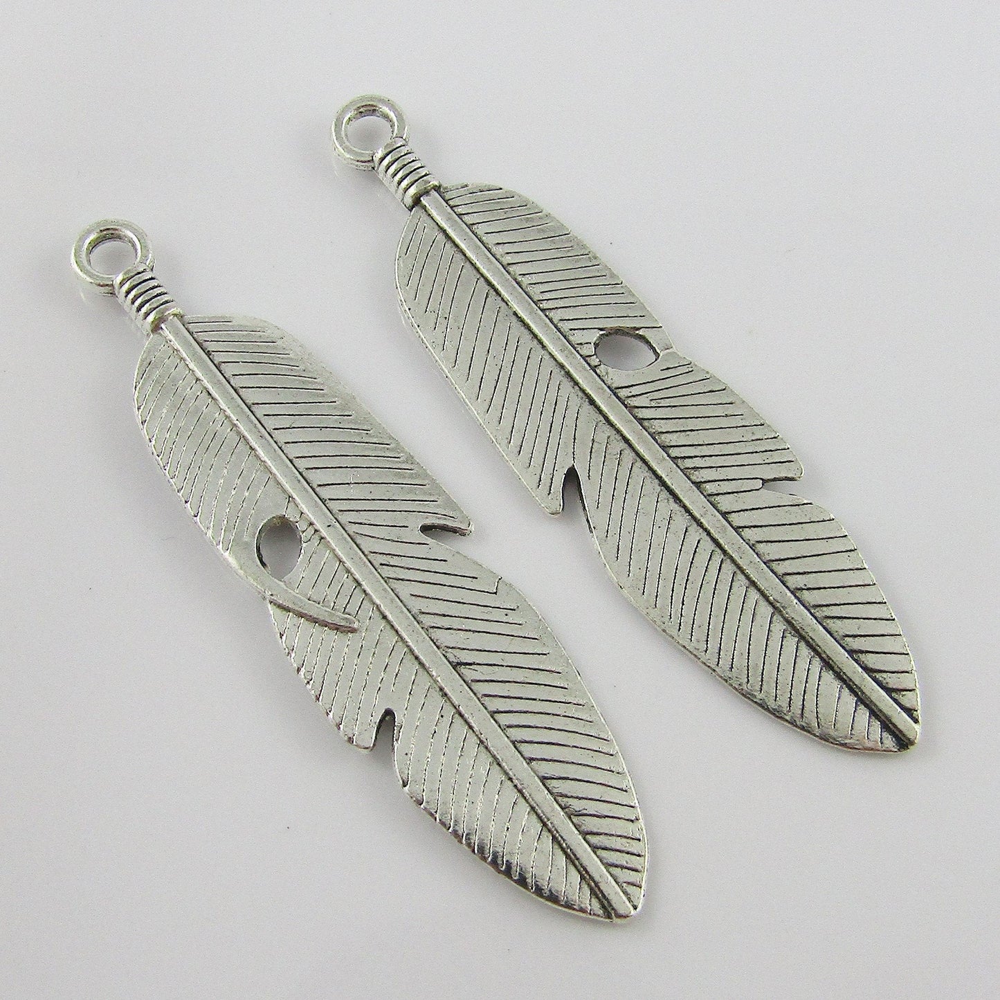 Bulk Large Feather Charm Pendant Leaf 58x15mm Select Qty