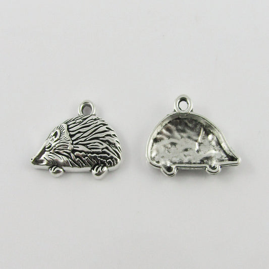 BULK Hedgehog Charm Pendant Mammal Spikey Animal 15x20mm Select Qty