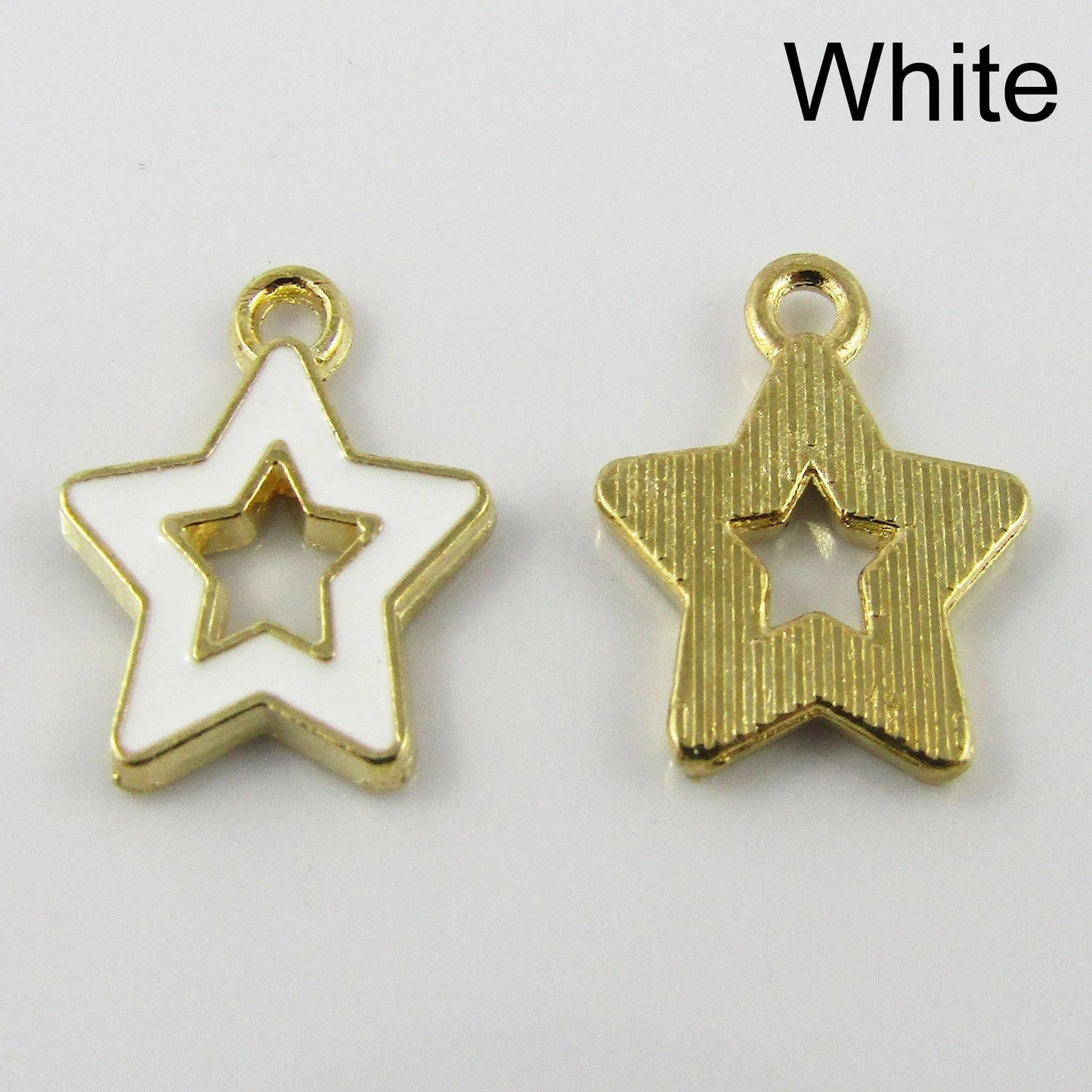 Bulk 10pce Enamel Hollow Star Charm Pendant 16x14mm Select Colour