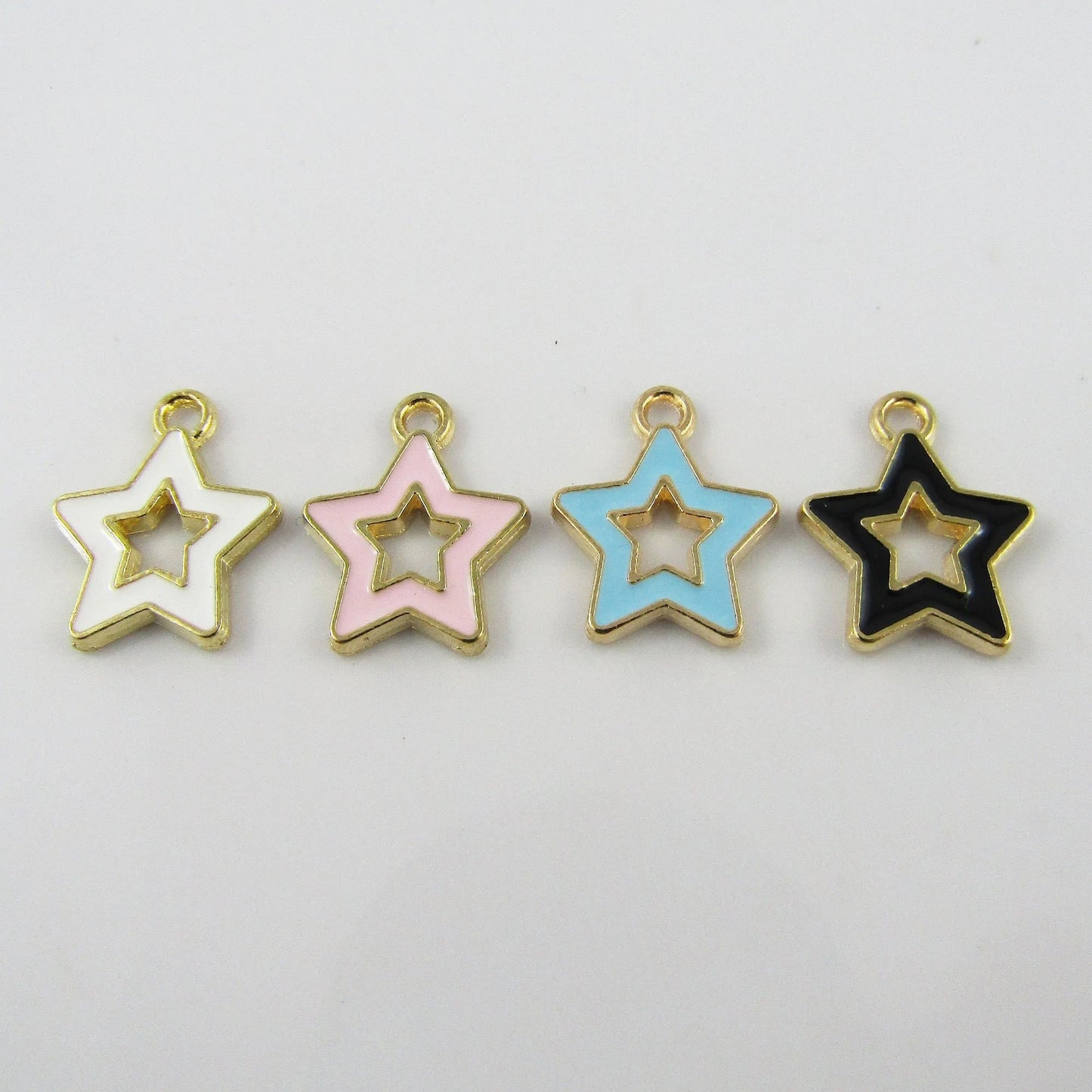 Bulk 10pce Enamel Hollow Star Charm Pendant 16x14mm Select Colour