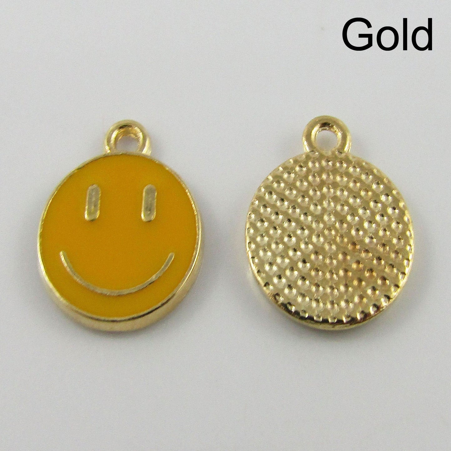 Bulk 10pce Enamel Smiley Face Charm Pendant 14x12mm Select Colour