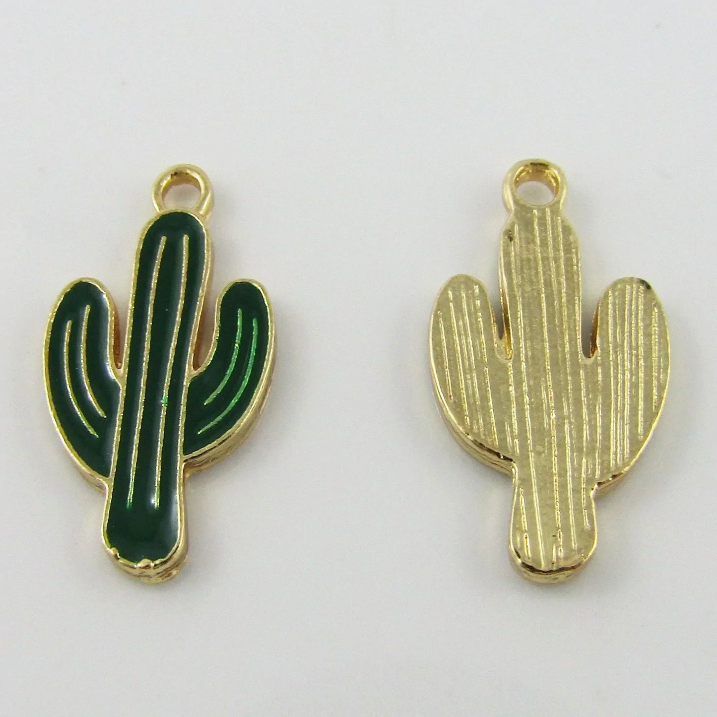 Bulk 10pce Enamel Cactus Charm Pendant Plants Nature 21x12mm
