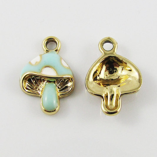 Bulk 10pce Enamel Toadstool Mushroom Charm Pendant Fairy 23x25mm Select Colour