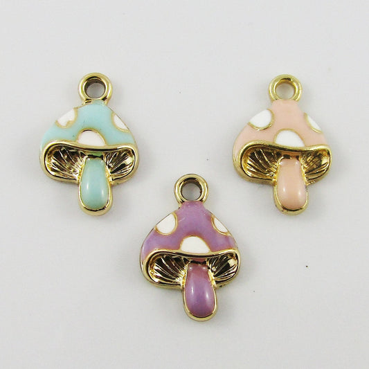 Bulk 10pce Enamel Toadstool Mushroom Charm Pendant Fairy 23x25mm Select Colour