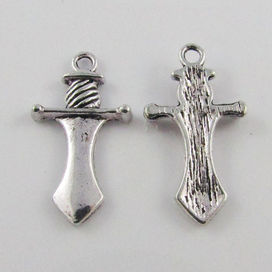 Bulk Knight's Sword Charm Pendant 25x14mm Select Qty